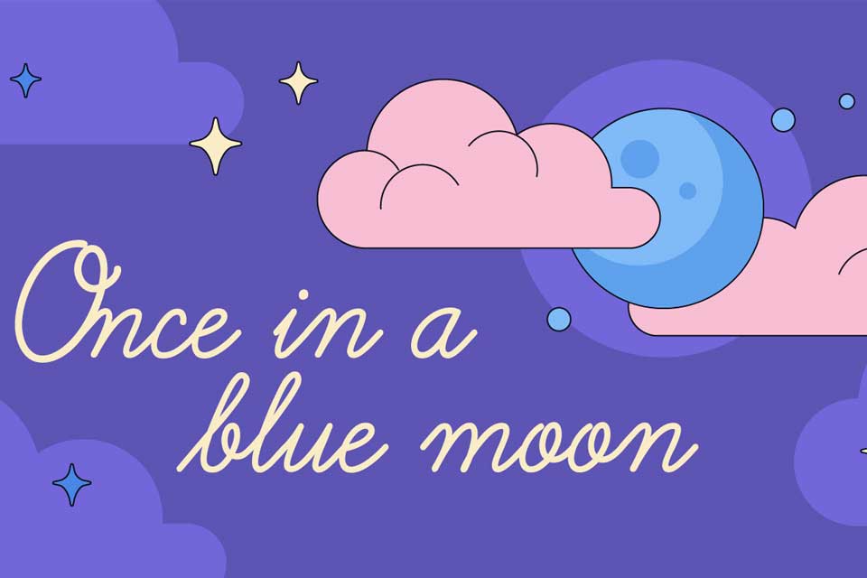 "Once in a blue moon" nghĩa là rất hiếm khi xảy ra (Nguồn: Grammarly)